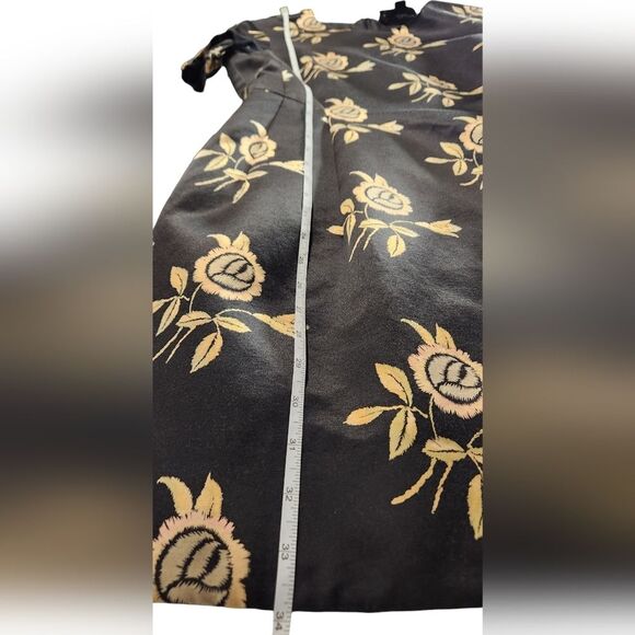 Jill Stuart Dress Silk Satin Mini Floral Black Coquette‎ Fit Flare Preppy 8 - Picture 7 of 8